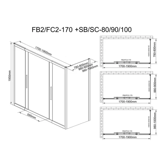 Душевое ограждение Avacan (170-190)х100 см FB2-170-SB100, чёрный/узор - фото 15