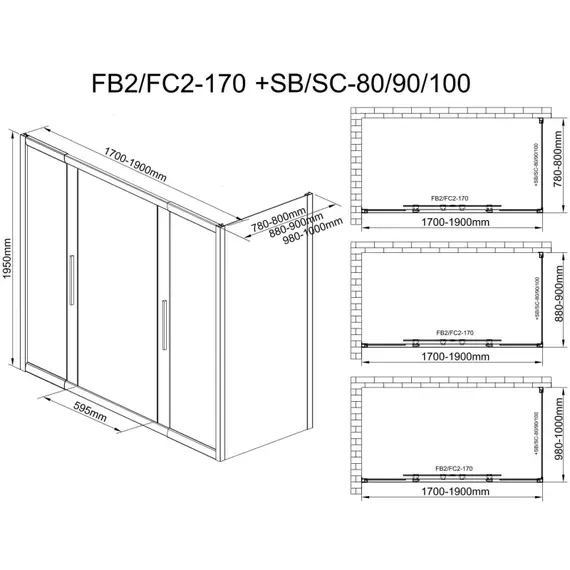 Душевое ограждение Avacan (170-190)х90 см FB2-170-SB90, чёрный/узор - фото 15