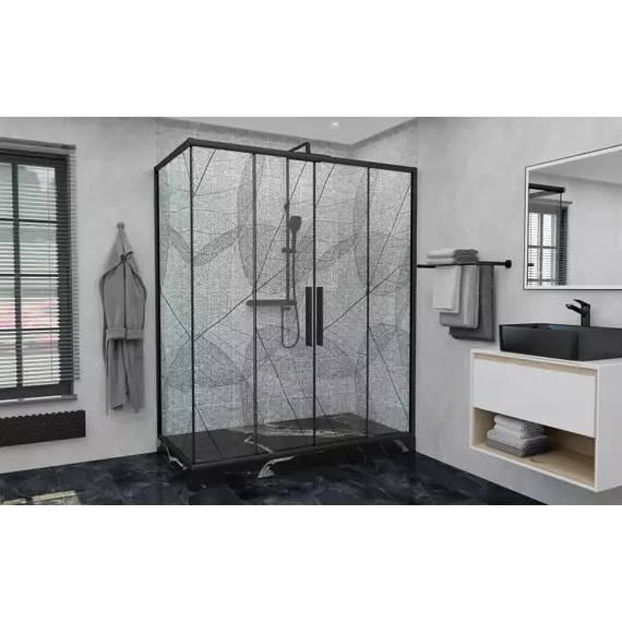 Душевое ограждение Avacan (190-210)х90 см FB2-190-SB90, чёрный/узор - фото 5