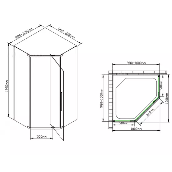 Душевое ограждение Avacan 100х100 см PB100MT, чёрный/матовое - фото 8