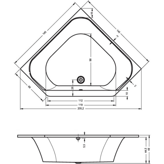 Ванна акриловая Riho AUSTIN 145x145 см B005001005 - фото 6