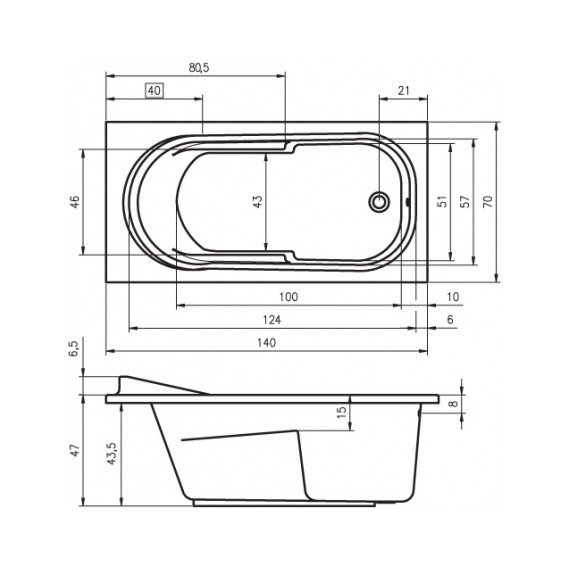 Ванна акриловая Riho COLUMBIA 140x70 см B004001005, Размер - мм: 1400х700 - фото, картинка 6 Ванна акриловая Riho COLUMBIA 140x70 см B004001005, Размер - мм: 1400х700 - фото 6