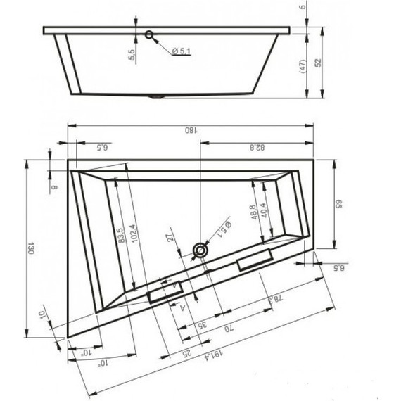 Ванна акриловая Riho DOPPIO 180x130 см B033001005 R - фото, картинка 5 Ванна акриловая Riho DOPPIO 180x130 см B033001005 R - фото 5