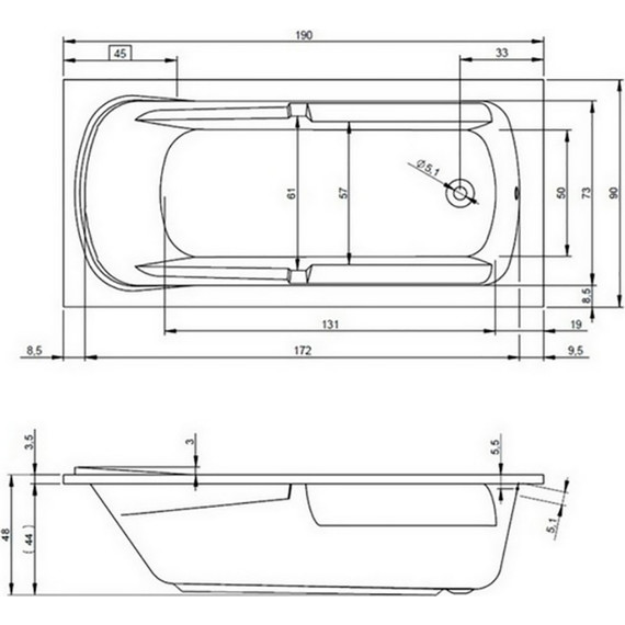 Ванна акриловая Riho FUTURE XL 190x90 см B075001005 - фото 5