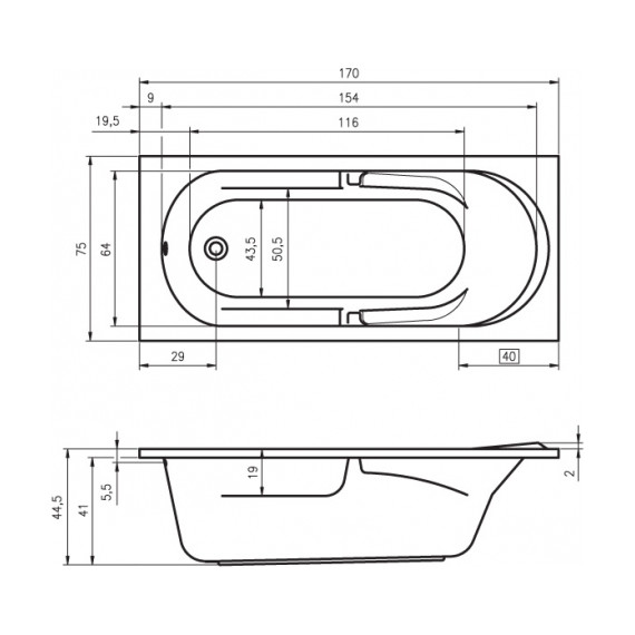Ванна акриловая Riho FUTURE 170x75 см B073001005, Размер - мм: 1700х750 - фото, картинка 6 Ванна акриловая Riho FUTURE 170x75 см B073001005, Размер - мм: 1700х750 - фото 6
