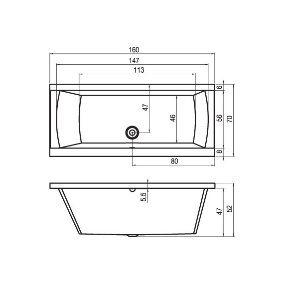 Ванна акриловая Riho JULIA 160x70 см B024001005, Размер - мм: 1600х700 - фото 6