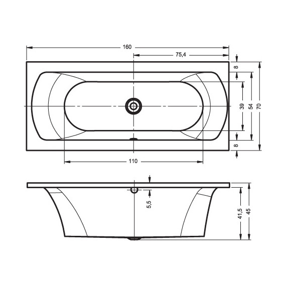 Ванна акриловая Riho LIMA 160x70 см B050001005, Размер - мм: 1600х700 - фото 6