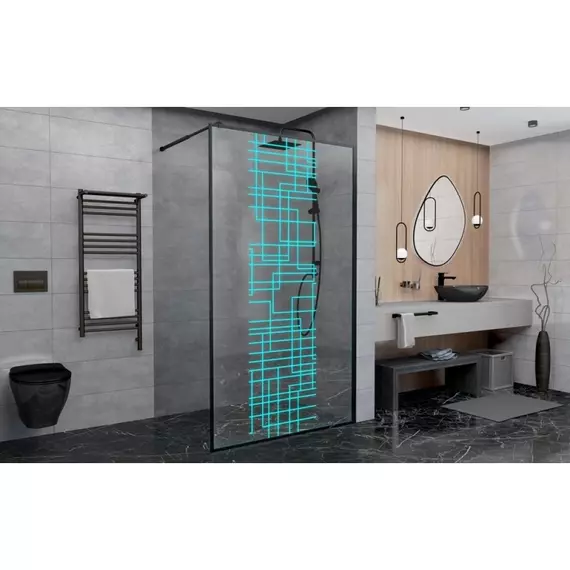 Душевая перегородка Avacan 100 см LB100 стекло (8 мм) с кронштейном в комплекте, чёрный/узор - фото 2