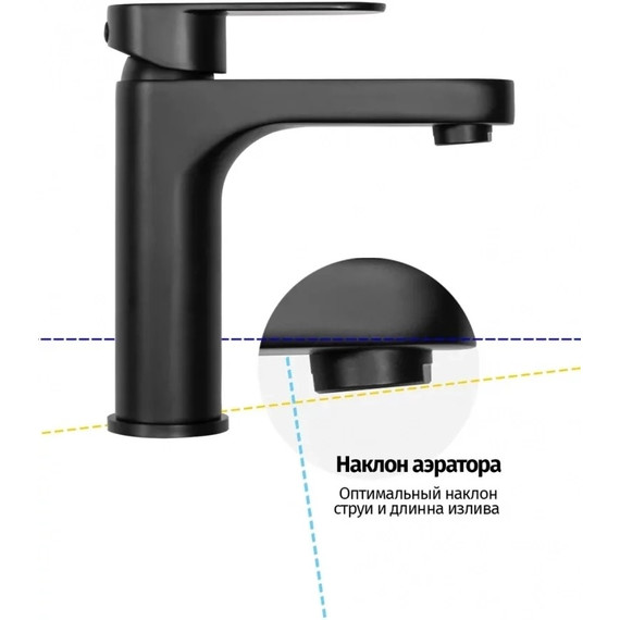 Смеситель для раковины Grocenberg GB1011BL, чёрный матовый - фото 4