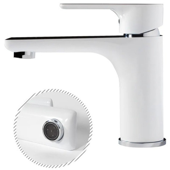 Смеситель для раковины Grocenberg GB2009WC, белый хром - фото 4