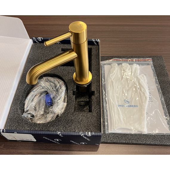 Смеситель для раковины Grocenberg GB2099GL, золотой брашированный - фото 4