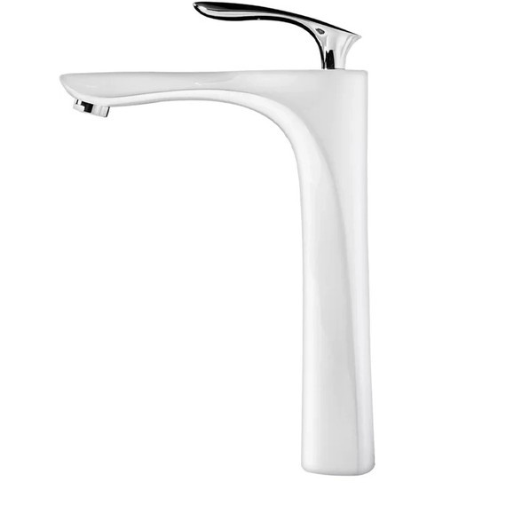 Смеситель для умывальника высокий Grocenberg GB3001WC, белый хром - фото 2