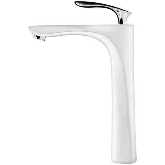 Смеситель для умывальника высокий Grocenberg GB3001WC, белый хром - фото 3