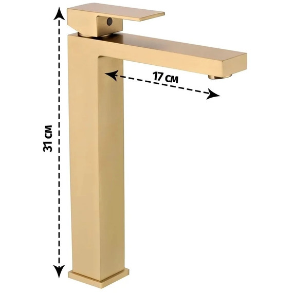 Смеситель для умывальника высокий Grocenberg GB3008MG, матовое золото - фото 5