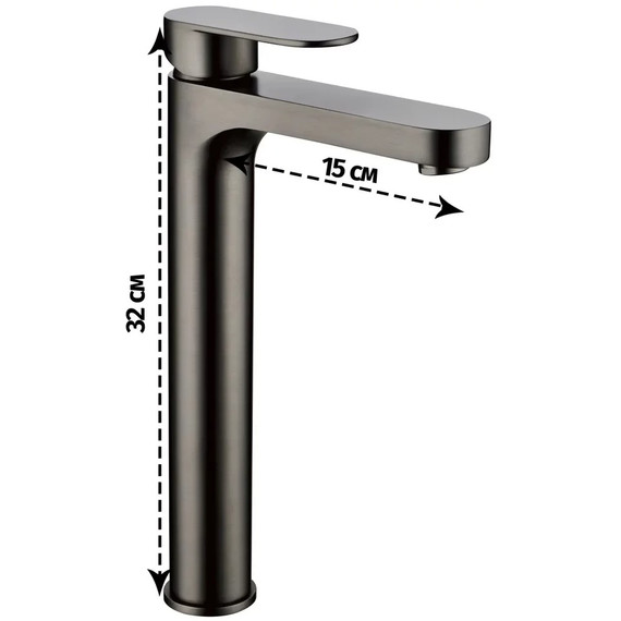 Смеситель для умывальника высокий Grocenberg GB3011BG, графит - фото 2