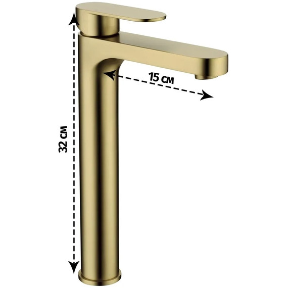 Смеситель для умывальника высокий Grocenberg GB3011MG, матовое золото - фото 2