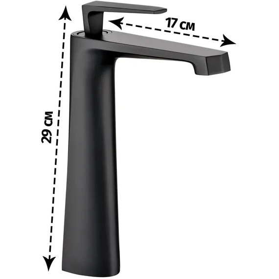 Смеситель для умывальника высокий Grocenberg GB3025BL, чёрный матовый - фото 4