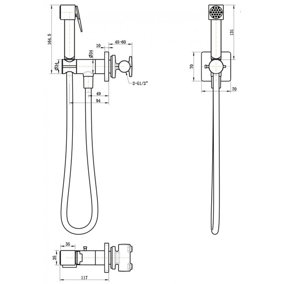 Набор для гигиенического душа Grocenberg GB005CR (со скрытой частью) - фото 2