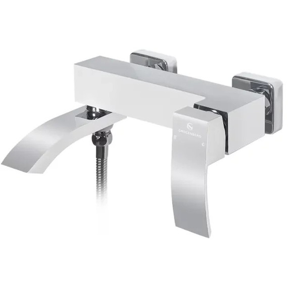 Набор смесителей 3 в 1 для ванны с коротким изливом Grocenberg GB1007WC, белый хром - фото 3