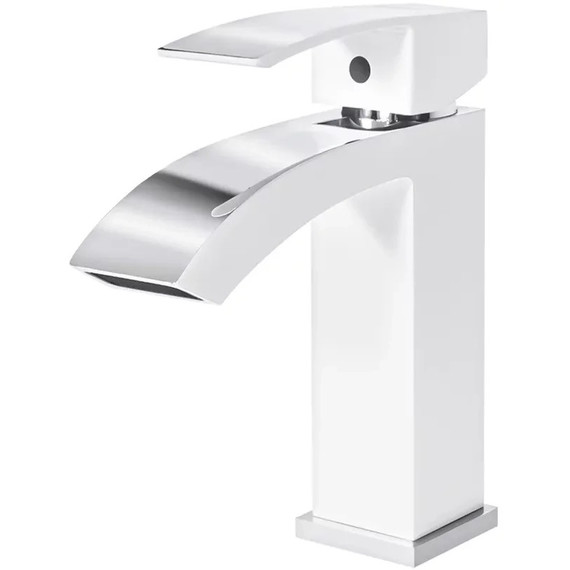 Набор смесителей 3 в 1 для ванны с коротким изливом Grocenberg GB1007WC, белый хром - фото 4