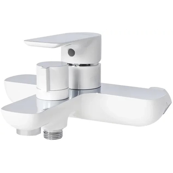 Набор смесителей 3 в 1 для ванны с коротким изливом Grocenberg GB1009WC, белый хром - фото 2