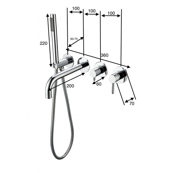 Смеситель для ванны Grocenberg GB5070BL, чёрный матовый - фото 2