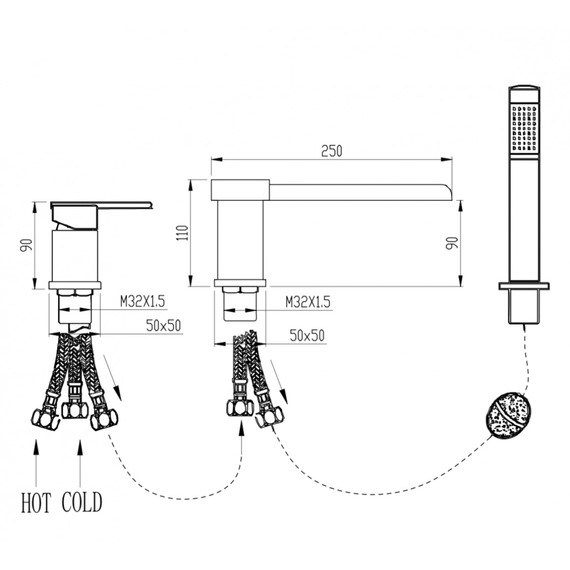 Смеситель для ванны Groсenberg GB6008-2CR - фото 2