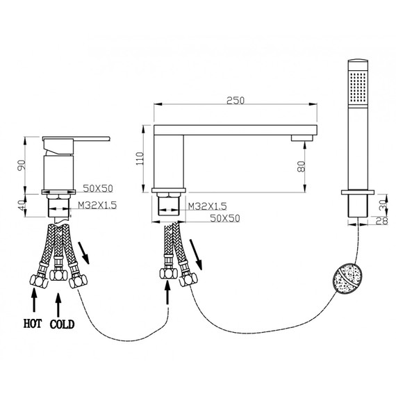 Смеситель для ванны Groсenberg GB6008NK, никель - фото 2