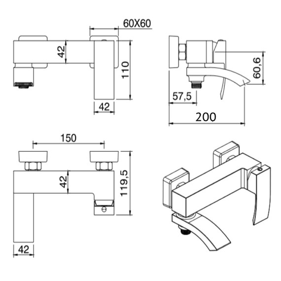 Смеситель для ванны Grocenberg GB8007WC, белый хром - фото 6