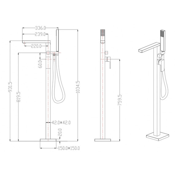 Смеситель для ванны Grocenberg GB800BL, чёрный матовый - фото 2