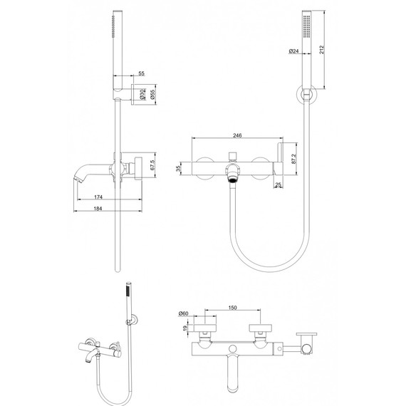 Смеситель для ванны Grocenberg GB8099GL, золотой брашированный - фото 2