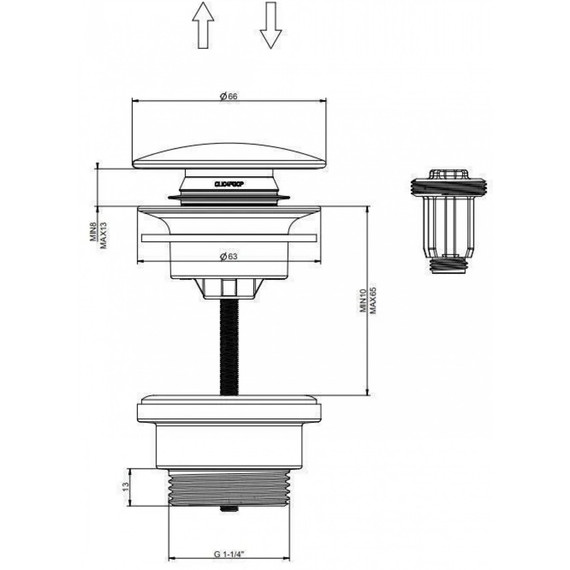 Донный клапан Grocenberg GB106NK, никель - фото 4