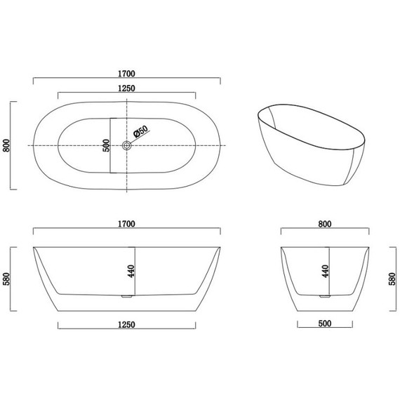 Ванна отдельностоящая AN Stella 170x80 см - фото 7