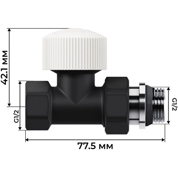 Вентиль термостатический прямой Royal Thermo Design 1/2"М30х1,5 RATVDP11212BL, чёрный - фото 4
