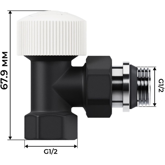 Вентиль термостатический угловой Royal Thermo Design 1/2"М30х1,5 RATVDU11212BL, чёрный - фото 4