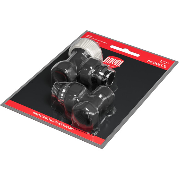 Вентиль термостатический угловой Royal Thermo Design 1/2"М30х1,5 RATVDU11212BL, чёрный - фото 7