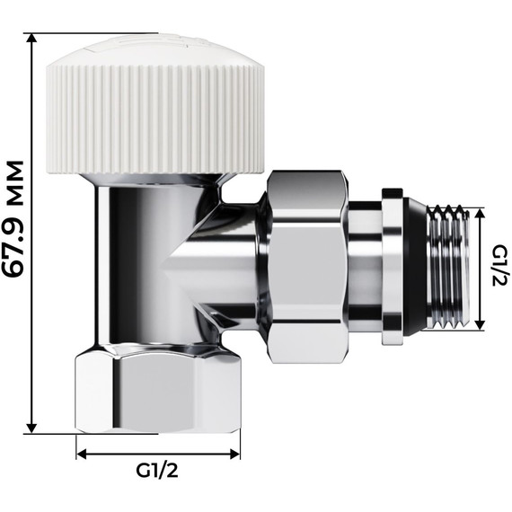 Вентиль термостатический угловой Royal Thermo Design 1/2"М30х1,5 RATVDU11212CH - фото 7