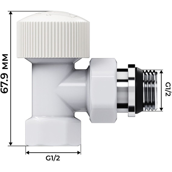Вентиль термостатический угловой Royal Thermo Design 1/2"М30х1,5 RATVDU11212WH, белый - фото 4
