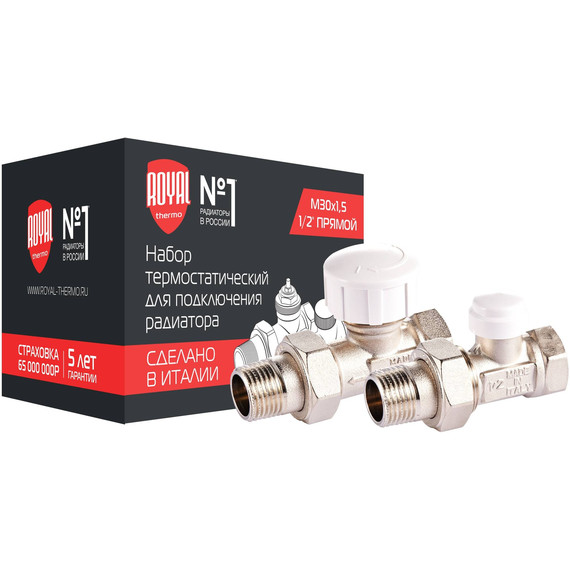 Вентиль термостатический прямой Royal Thermo 3/4" М30х1,5 RTE 07.008 - фото 