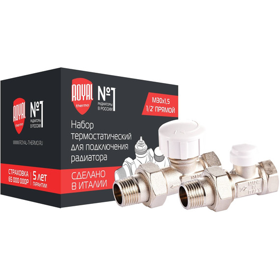 Вентиль термостатический прямой Royal Thermo 1/2" М30х1,5 RTE 07.013 - фото 