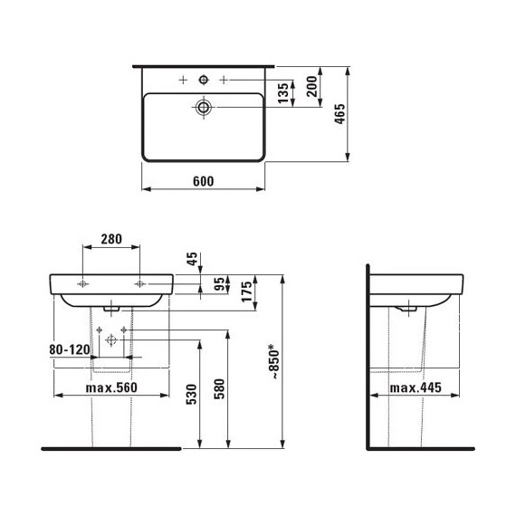 Тумба подвесная с раковиной Laufen Base 60 см 4.0223.2.110.260.1 - фото 4