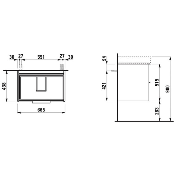 Тумба подвесная с раковиной Laufen Base 70 см 4.0233.2.110.261.1 - фото 2