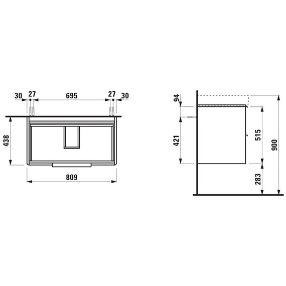 Тумба подвесная с раковиной Laufen Base 85 см 4.0239.2.110.261.1 - фото 2