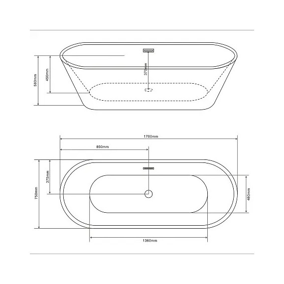 Ванна отдельностоящая Loranto 170х75 см CS-03W-170 - фото 4