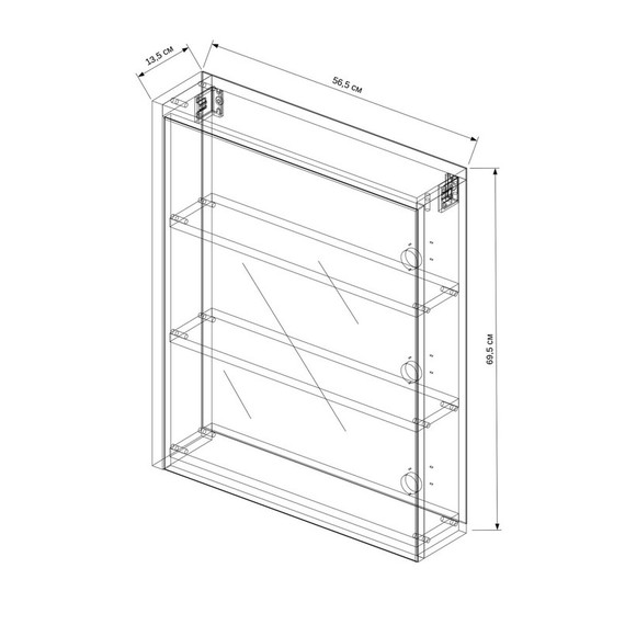 Зеркало-шкаф EvaGold Chelsea 56 см EG010108, белый матовый/дуб капучино - фото 4