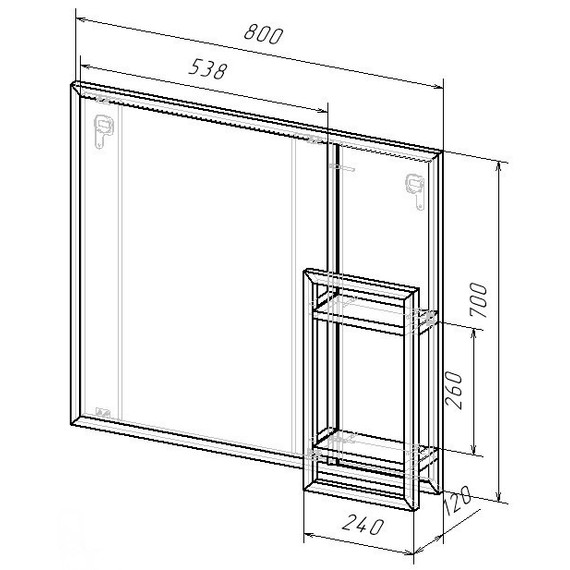Зеркало EvaGold Geneva 80 см EG010245, артвуд темный - фото 7