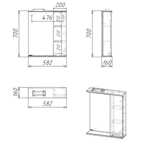 Зеркало-шкаф EvaGold Vesta 58 см EG010432 - фото 4