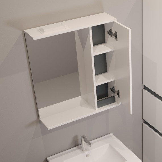 Зеркало-шкаф EvaGold Vesta 75 см EG010435, белый/графит - фото 3