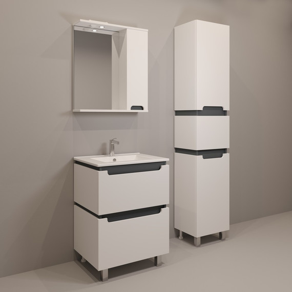 Зеркало-шкаф EvaGold Vesta 75 см EG010435, белый/графит - фото 4