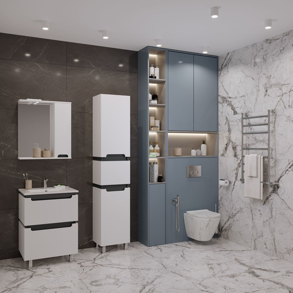 Зеркало-шкаф EvaGold Vesta 75 см EG010435, белый/графит - фото 6